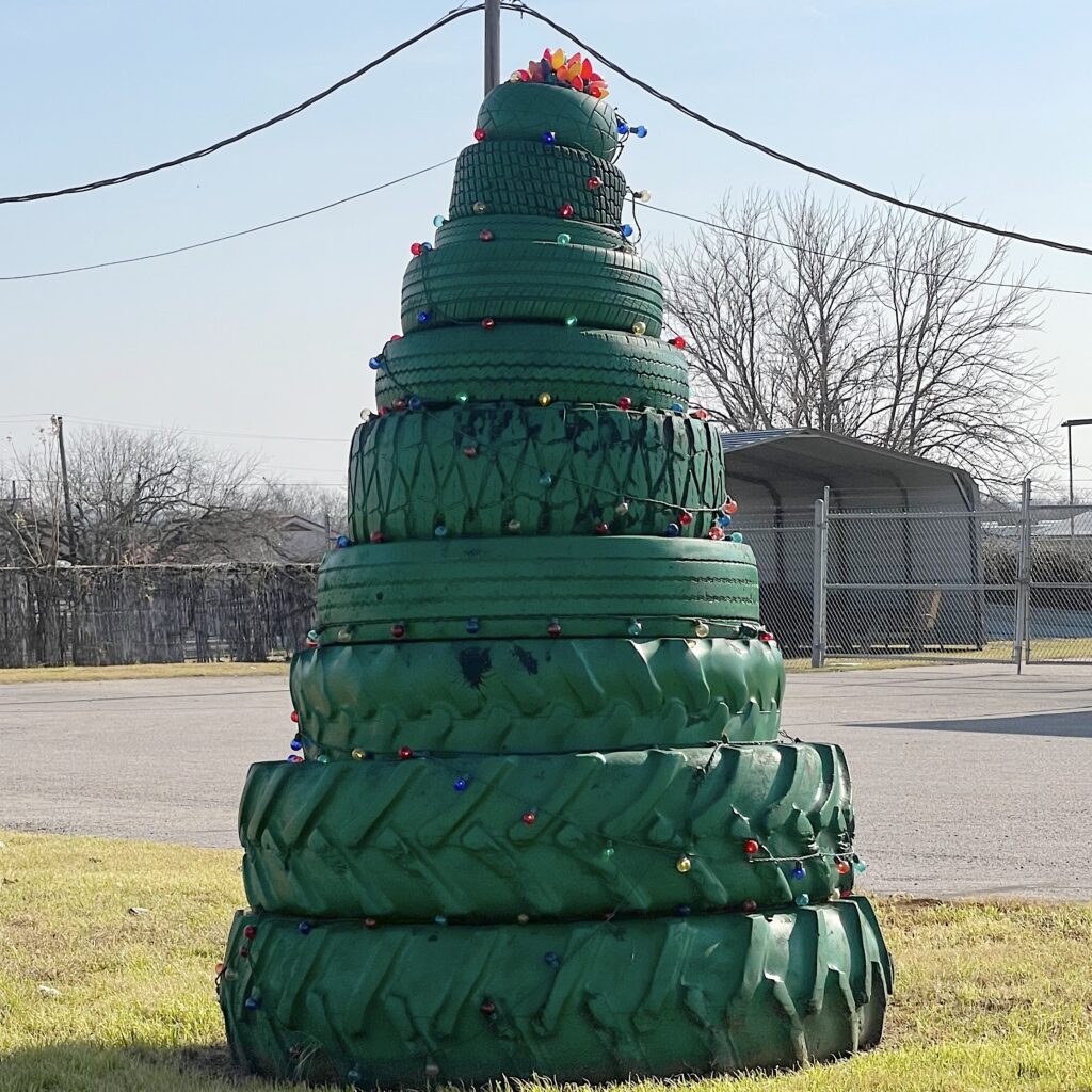 Christmas tree made of tires