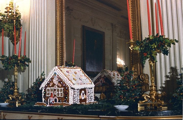 The first gingerbread house served in the White House in 1968. It became a yearly tradition. From the LBJ library.